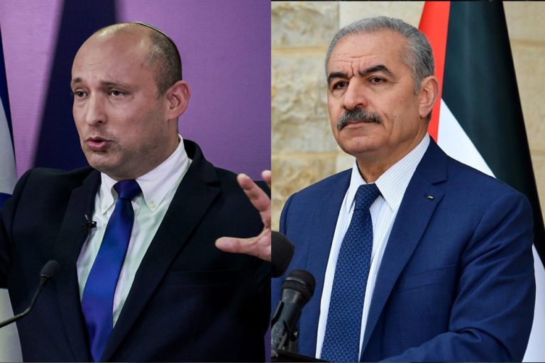 ފަލަސްތީނުގެ ބޮޑުވަޒީރު މުހައްމަދު ޝްތަޔާހް އަދި އިޒްރާއީލުގެ ބޮޑުވަޒީރު ނަފްތާލީ ބެނެޓް